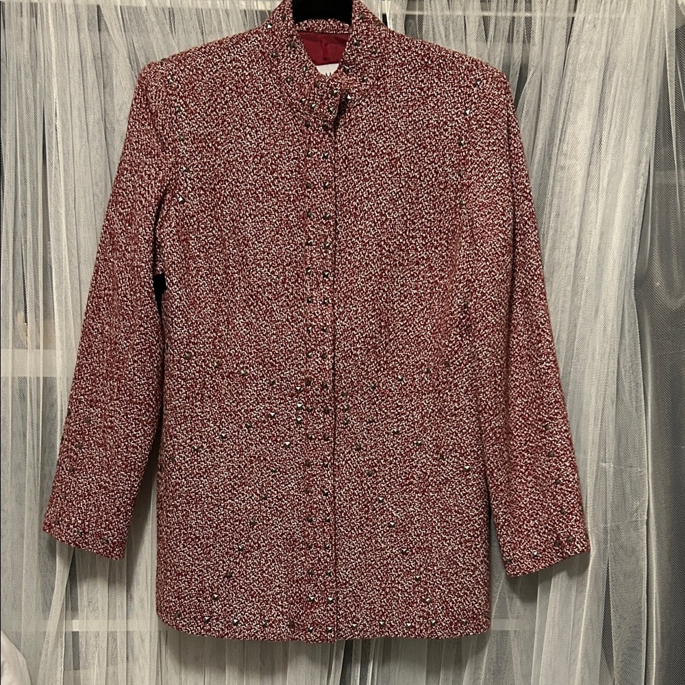 Pamela McCoy Women's Tweed Jacket - Red. Size S